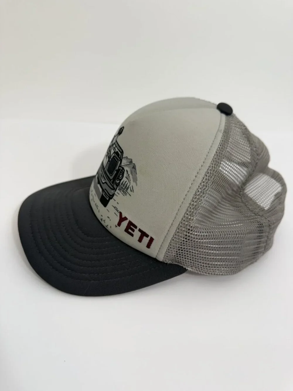 Yeti Kids Pup in a Truck Trucker Hat Cap Gray Adjustable Snapback Extremely RARE